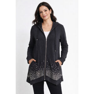 BLUE by Saks Fifth Avenue Rhinestone Zip Hoodie | SP Petite